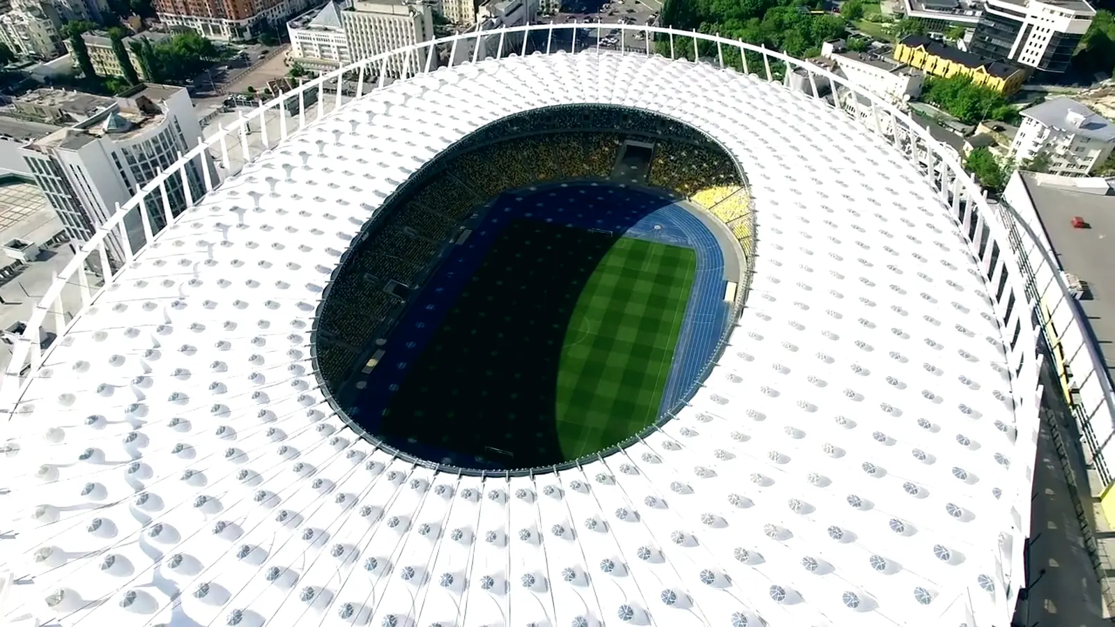 Aerial view of a stadium